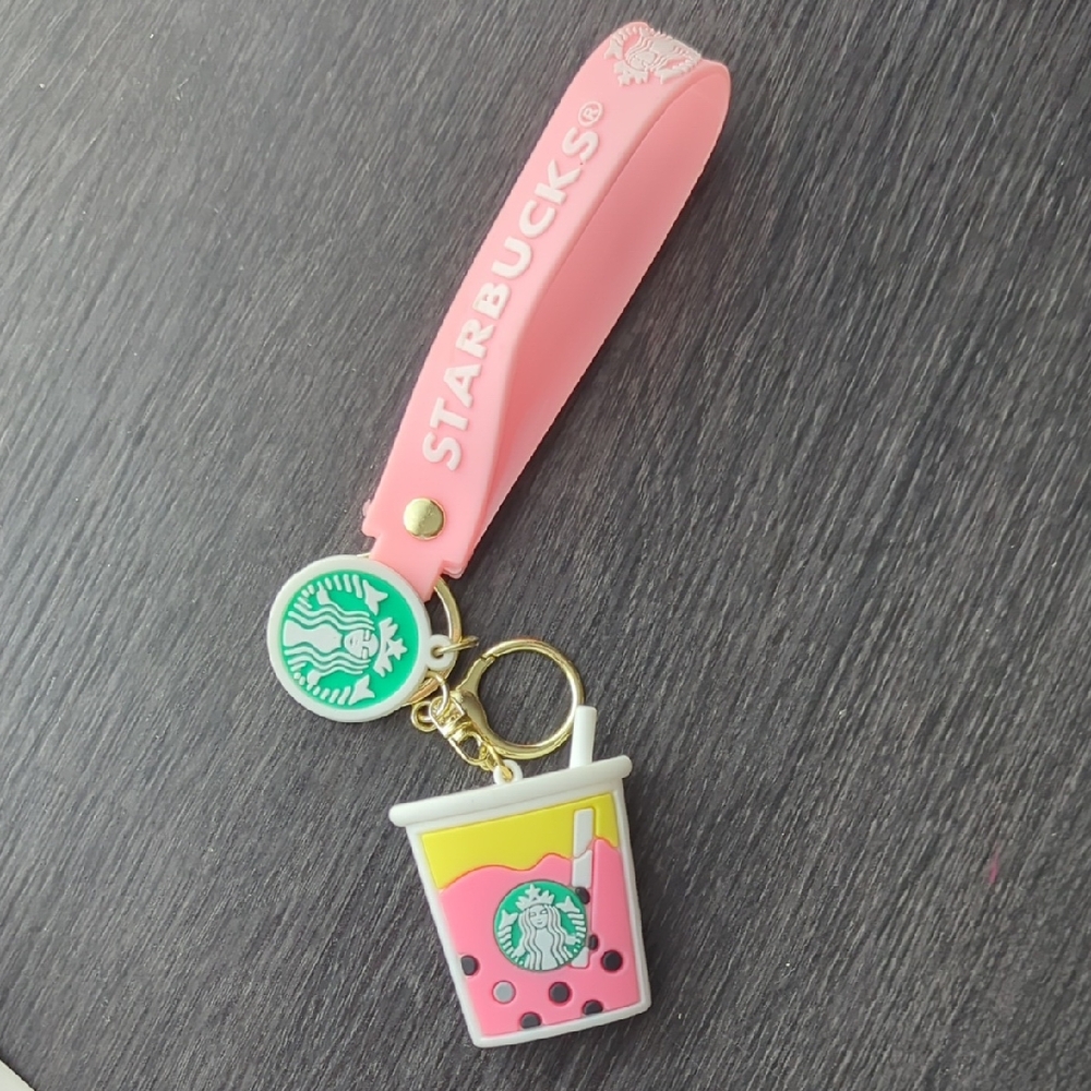 Starbucks Pink and Green Drink Keychain